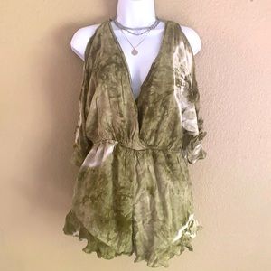 Green Tie Dye Romper